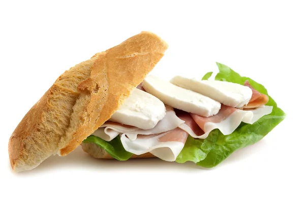 Sandwich with parma ham and mozzarella — Stock Photo, Image