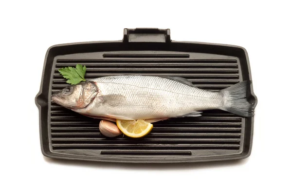 Seabass with ingredients ready to cooking — Stock Photo, Image