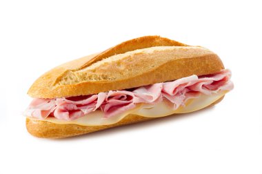 Sandwich with cooked ham and cheese