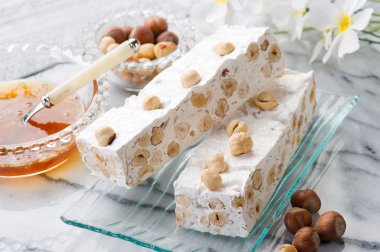 Nougat with ingredients clipart