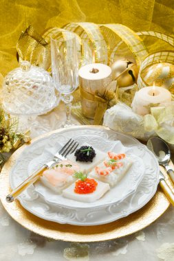 Mix canape on christmas table clipart