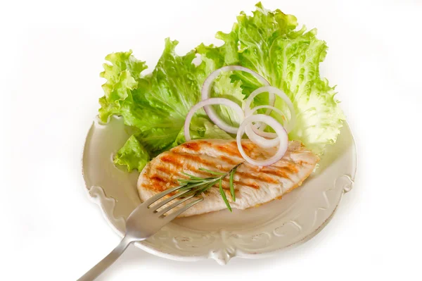 stock image Grilled chicken breast with green salad