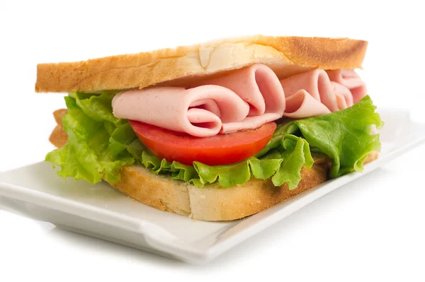 Smörgås med kalkon skinka och sa — Stock fotografie