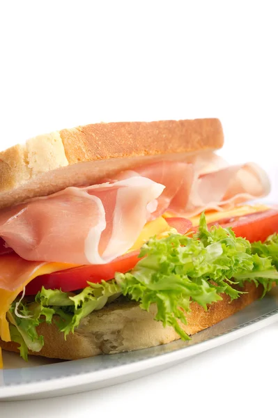 Smörgås med parma skinka ost och sallad — Stockfoto