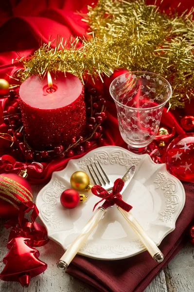 Table de luxe de Noël rouge — Photo