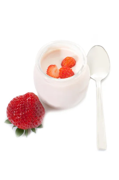 Stawberry yoğurt — Stok fotoğraf