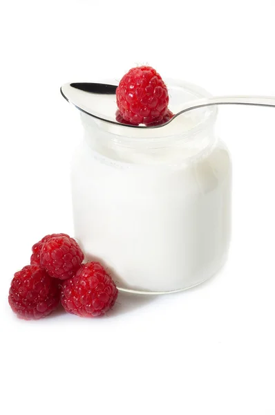 Yogur de frambuesa — Foto de Stock