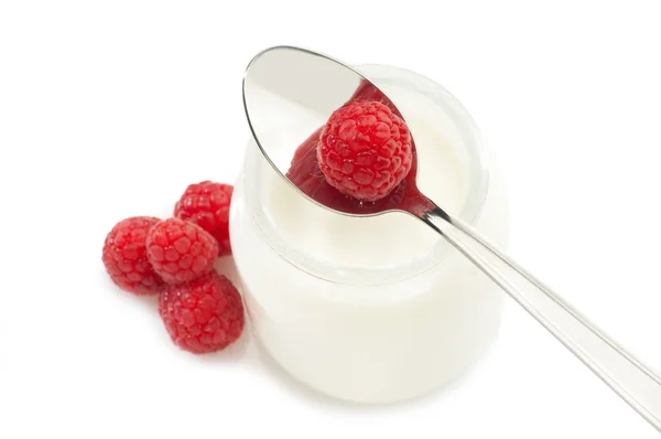 Raspberry yoghurt — Stockfoto