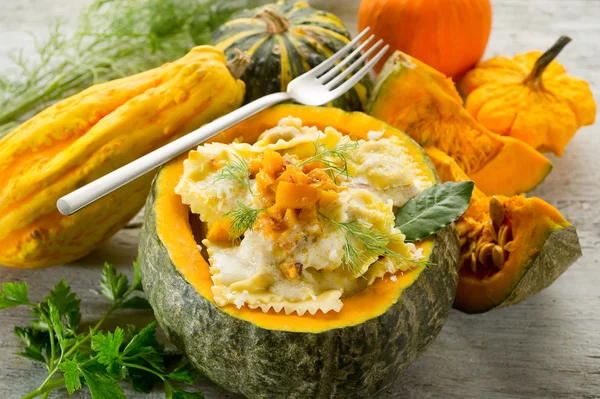 Stock image Pumpkin ravioli with parmesan cheese