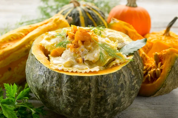 stock image Pumpkin ravioli with parmesan cheese