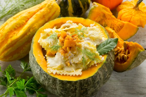 stock image Pumpkin ravioli with parmesan cheese