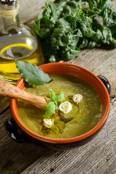 Суп зі шпинату — стокове фото