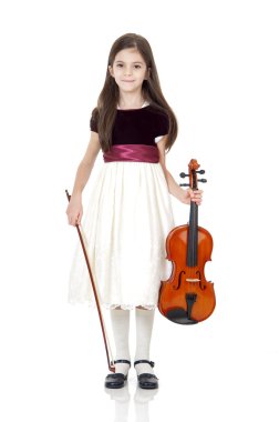 Little girl play violin clipart