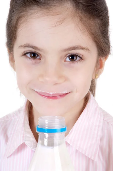 Little girl with milk — Stock Photo, Image