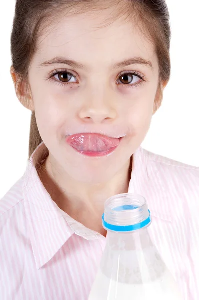 Little girl with milk — Stock Photo, Image