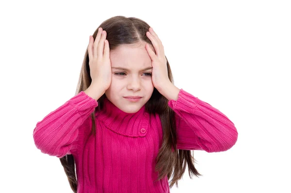 stock image Little girl with headache and problems