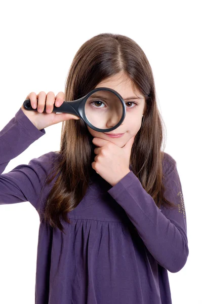 stock image Girl holding magnifying glass