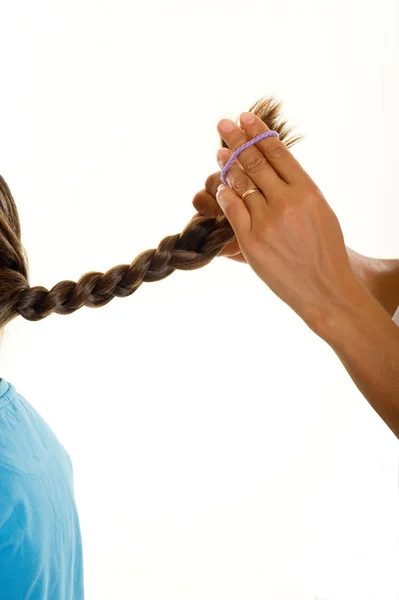 Making hair braid — Stock Photo, Image