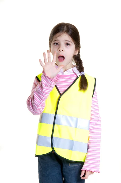 Κοριτσάκι με το σακάκι του safaty — Φωτογραφία Αρχείου