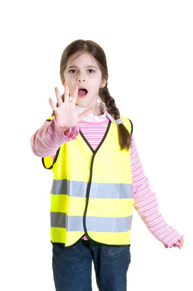 Bambina con giacca safaty — Foto Stock