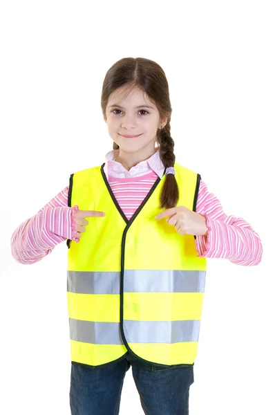 Little girl with safaty jacket — Stock Photo, Image