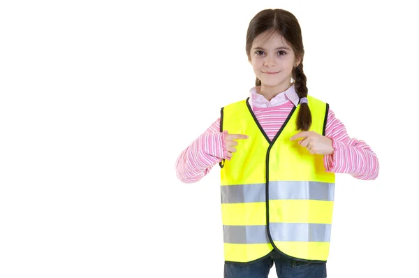 stock image Little girl with safaty jacket