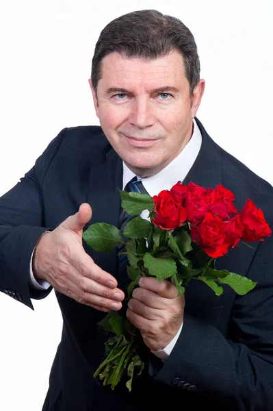 Man with roses — Stock Photo, Image