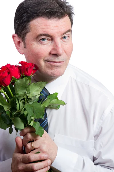 Man with roses — Stock Photo, Image