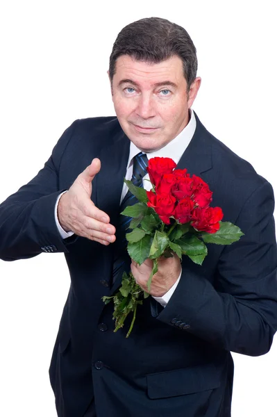 Homem com rosas — Fotografia de Stock
