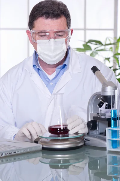 stock image Doctor at laboratory blood examination