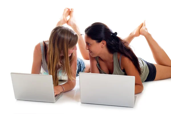 Teens with laptop — Stock Photo, Image