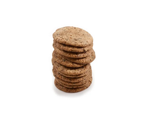 Montón recto de galletas sobre un fondo blanco — Foto de Stock