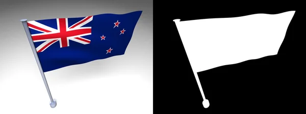 Neuseeland-Flagge an einer Stange — Stockfoto