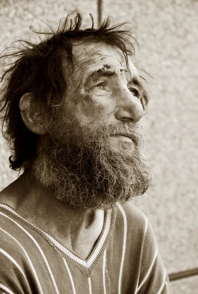 Homeless man in despair
