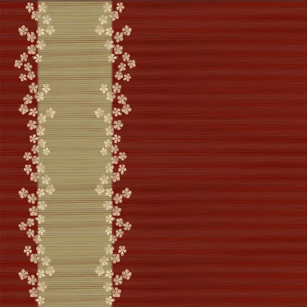 Rood en bamboe achtergrond met bloemen — Stockfoto