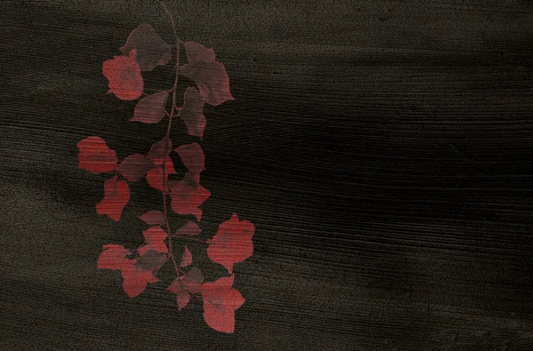 Roter Blumenprint auf schwarzem Kokosnusspapier — Stockfoto
