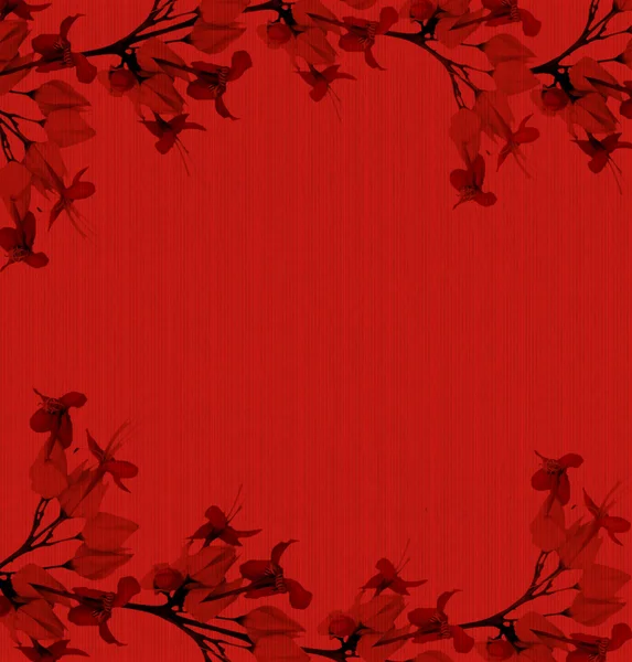 Kwiat motyl wydruku na czerwony prążkowany papier czerpany — Zdjęcie stockowe