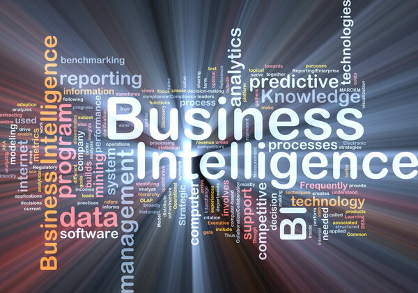 Business intelligence background concept glowing