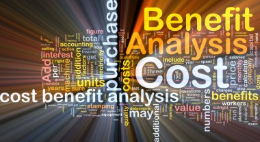 Cost benefit analysis background concept glowing clipart