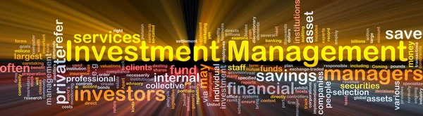 Investment Management Hintergrundkonzept glüht — Stockfoto