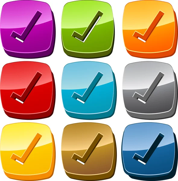 Comprobar conjunto de botones icono —  Fotos de Stock
