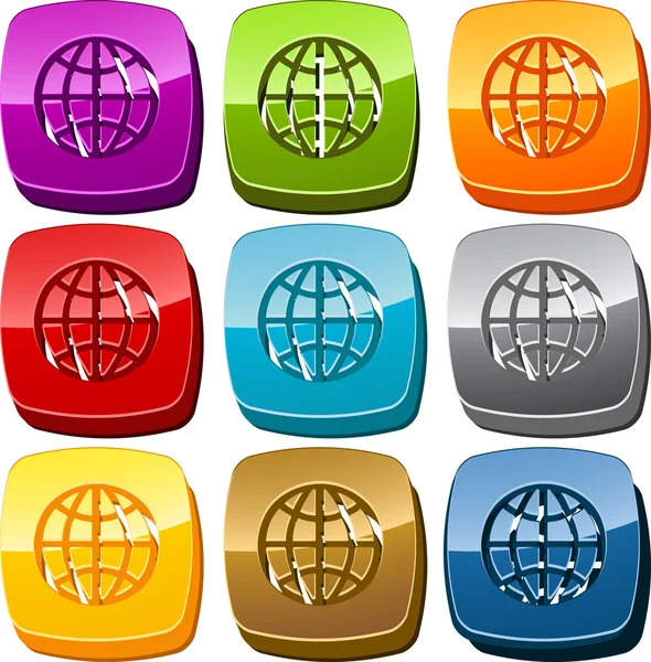 Glob ikona przycisku zestaw — Zdjęcie stockowe