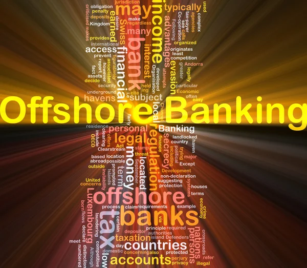 Offshore banking bakgrund begreppet glödande — Stockfoto