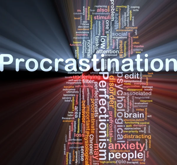 Background concept wordcloud illustration of procrastination glo — Stock Photo, Image