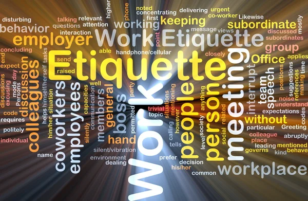 Work etiquette background concept glowing — Stock Photo, Image
