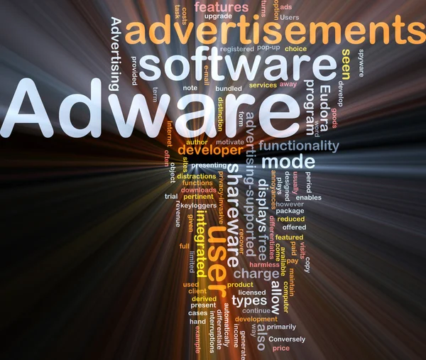 Adware background concept glowing — Stock Photo, Image