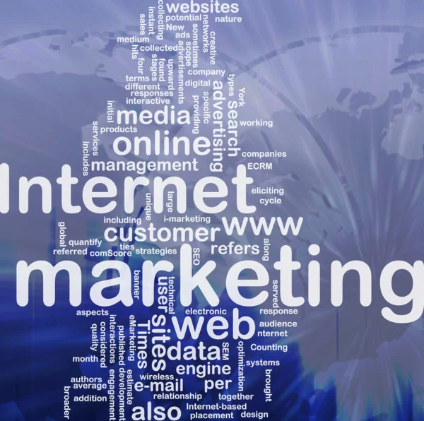 Internet marketing nuvem de palavras — Fotografia de Stock