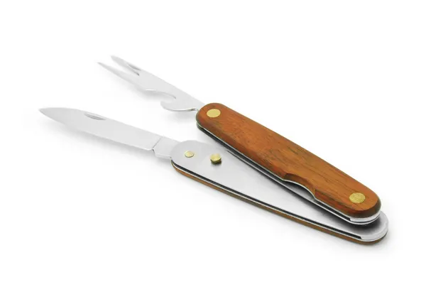 Dois pedaço de faca de bolso e garfo — Fotografia de Stock