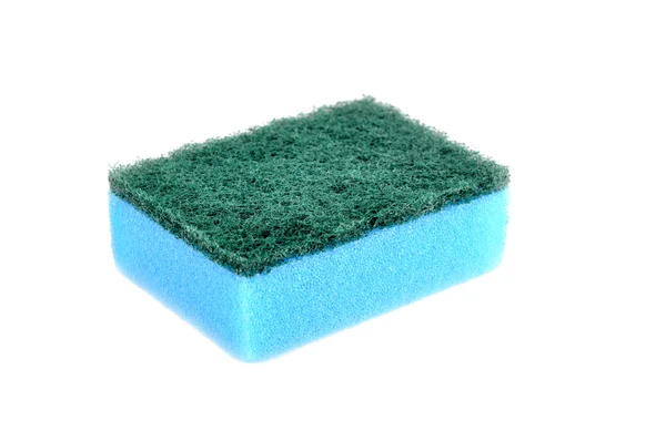 Een blauwe spons schotel geïsoleerd op wit — Stockfoto