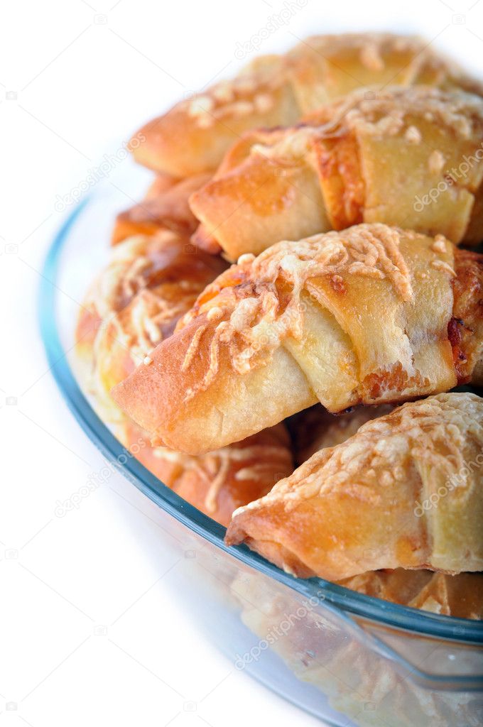Little croissants with ham and cheese